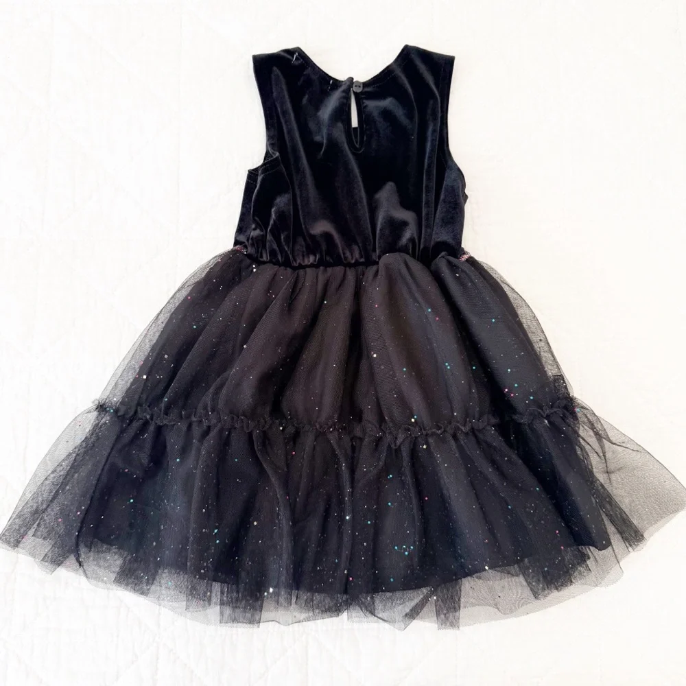 3T Kids Black Sleeveless Dress Sparkle Tulle Skirt - Picture 3 of 3